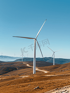 山顶云摄影照片_山顶风电场风场新能源