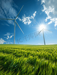 风电叶片摄影照片_绿野风车风电新能源