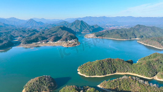 航拍山河风光水库风景群山峡谷风景