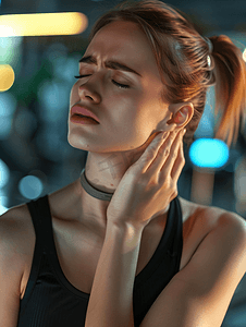 运动健身女性脖子疼