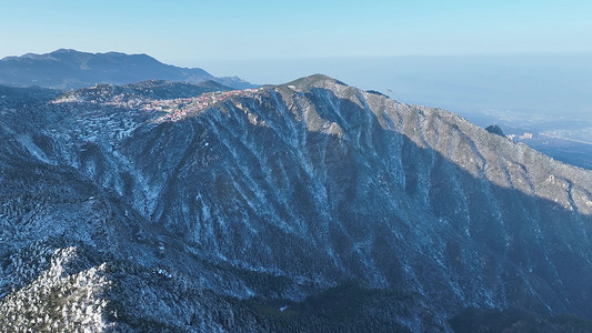 航拍庐山自然风光庐山雪景山脉