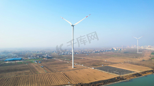 航拍新能源风力发电风轮机实拍素材