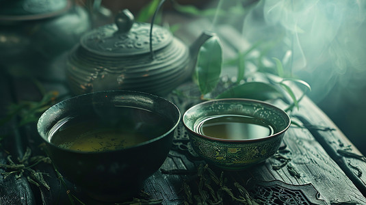 中式文艺春茶茶碗的摄影6摄影配图