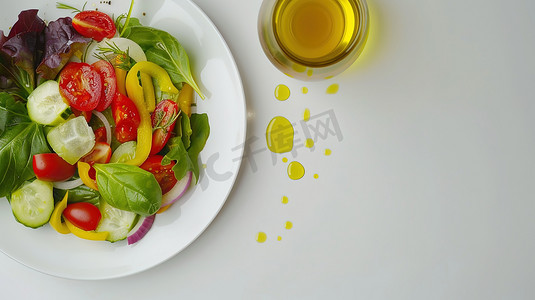 室内桌面上蔬菜水果沙拉的摄影10图片