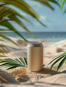 汽水罐子沙滩产品拍摄高清图片