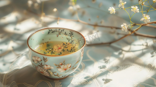 中式青花瓷茶碗的摄影5高清摄影图