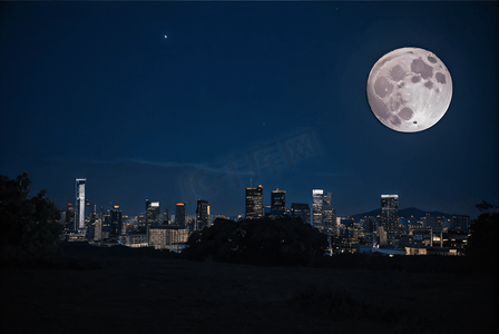 夜空下的圆月摄影图片7