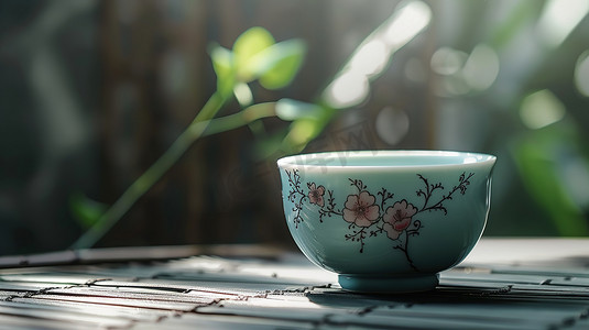 中式青花瓷茶碗的摄影33照片