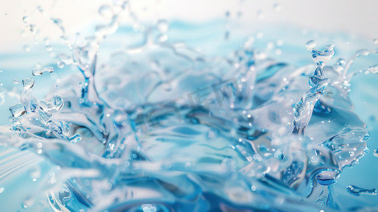 飞溅水花摄影照片_蓝色漩涡的水花水滴摄影配图