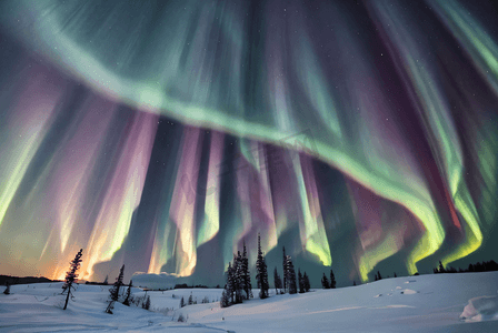 北极极光旅游风景摄影图