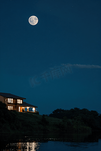 夜景月圆摄影照片_夜晚月色风景摄影配图6