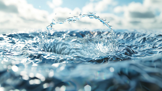 蓝色漩涡的水花水滴摄影图