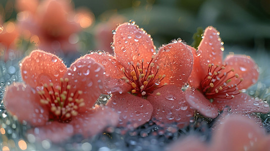 素材可爱粉色花朵立体描绘摄影照片