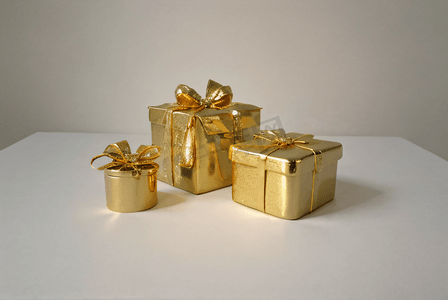 金色精致礼品盒子摄影配图3
