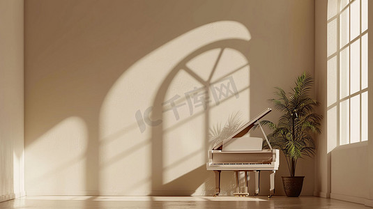 室内装饰钢琴立体描绘摄影照片简洁
