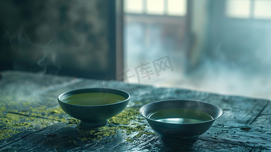 春天简约绿色摄影照片_中式文艺春茶茶碗的摄影7图片