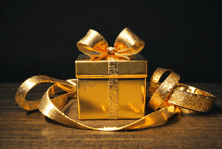 金色精致礼品盒子摄影图3
