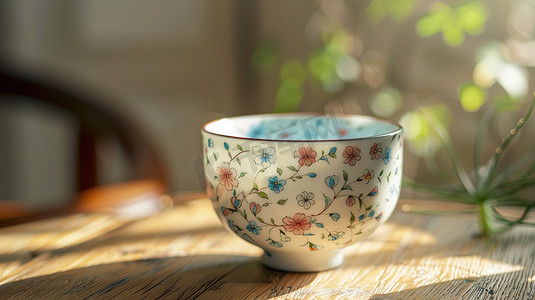 简约中式图摄影照片_中式青花瓷茶碗的摄影11摄影配图