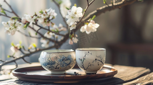 中式青花瓷茶碗的摄影21摄影配图