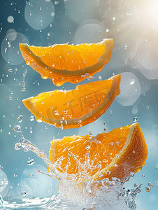 飞溅水花摄影照片_商业微距水果摄影橙子摄影图