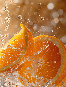 飞溅水花摄影照片_商业微距水果摄影橙子高清摄影图