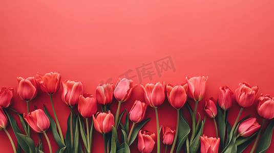 女神节红色场景郁金香花朵花束的摄影6图片
