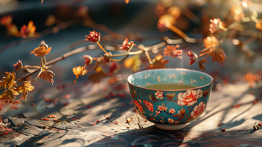 青花瓷茶杯摄影照片_中式青花瓷茶碗的摄影9摄影图
