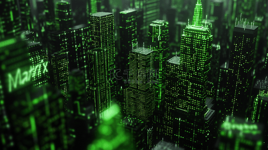 绿植建筑背景图片_绿色城市建筑线条光效背景4
