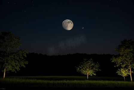 夜晚的月亮摄影图片