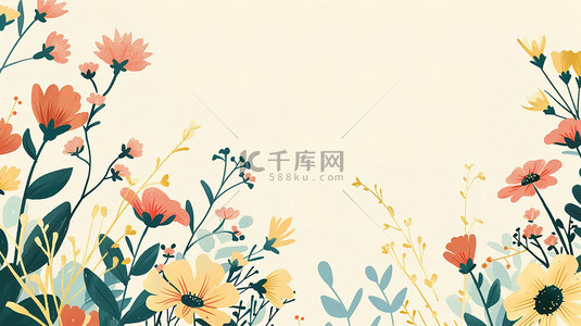彩色花朵边框背景图片_春天彩色花朵框架设计