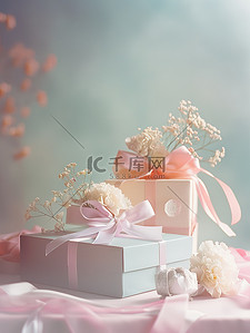 梦幻鲜花背景背景图片_粉红色的礼盒鲜花背景图片