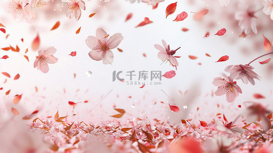樱花飞舞背景图片_春天的樱花空中飞舞设计图