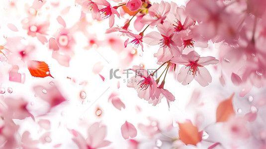 风中的花瓣背景图片_春天的樱花空中飞舞背景图片