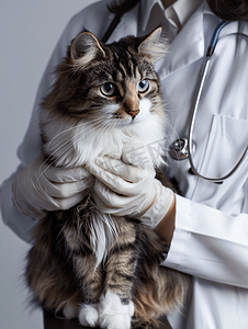 宠物医生给猫做检查