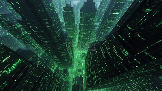 绿色城市建筑线条光效背景1