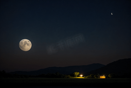 夜晚的月亮摄影配图2
