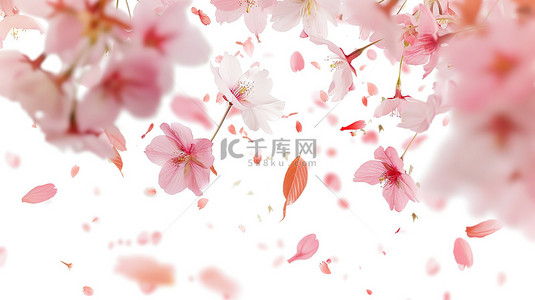花瓣设计图背景图片_春天的樱花空中飞舞设计图