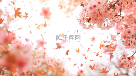 春天的樱花背景图片_春天的樱花空中飞舞素材