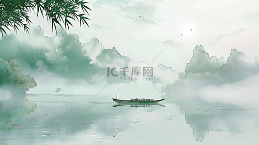 国风清明节水墨清明节山水背景