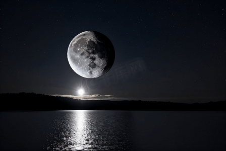 夜晚的月亮摄影配图