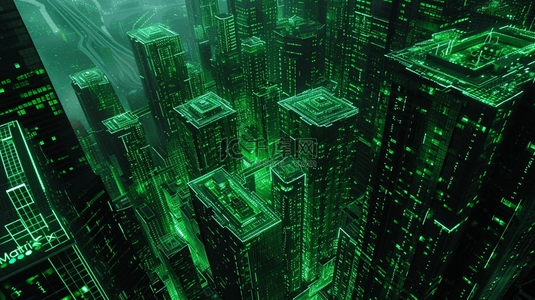 绿色城市建筑线条光效背景7