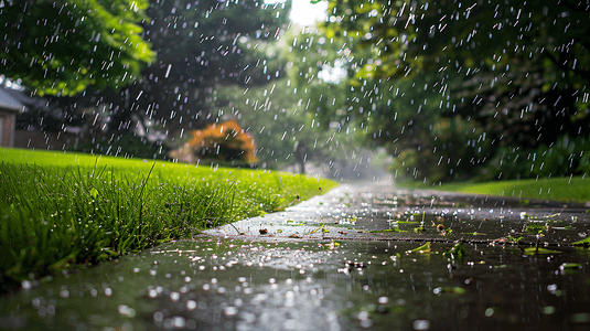 下雨天的草坪摄影7