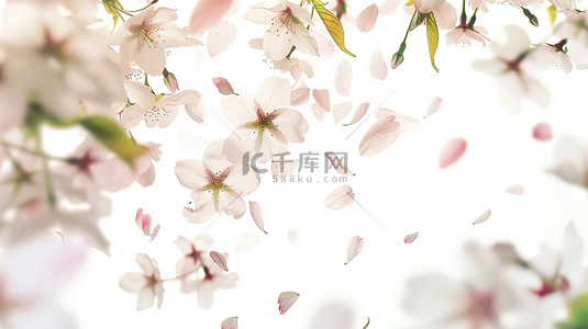 春天的樱花空中飞舞背景图