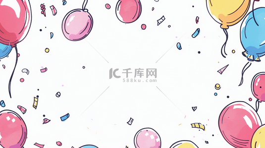 彩色简约卡控彩带气球惊喜的背景3