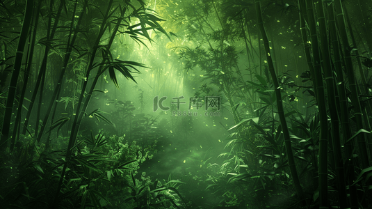 树叶树叶绿色简约背景图片_春天阳光下森林竹林里树叶纹理的背景8