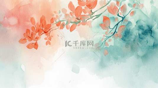 彩色梦幻树枝花朵艺术风格的背景13