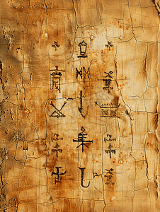 手绘古代院墙摄影照片_古代象形文字甲骨文