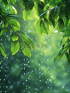春天绿色树叶叶片纹理的背景9