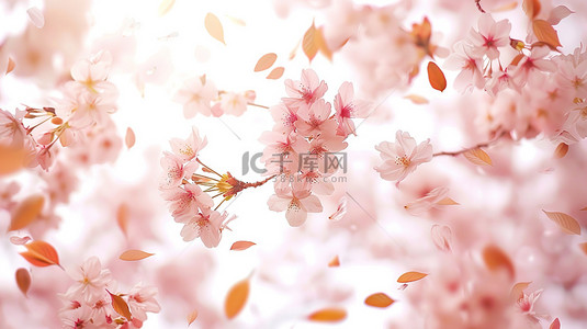 樱花背景素材背景图片_春天的樱花空中飞舞背景素材