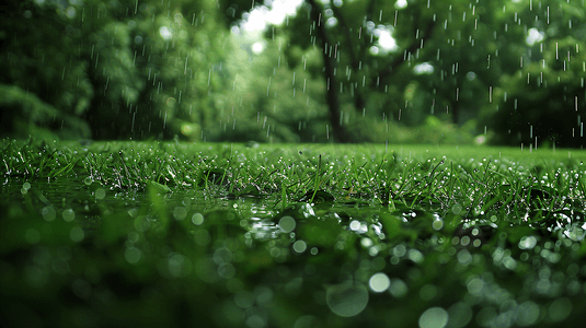 下雨天的草坪摄影19